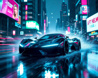 Mystic 2.5 Flexible. a sleek, futuristic sports car, abstract fusion of retrofuturism and glitch art