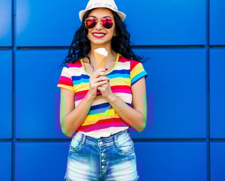 Young woman holding an ice cream