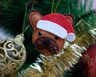 Navidad Bulldog Frances adorno