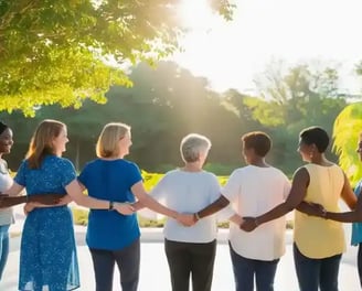 woman holding hands supporting each other