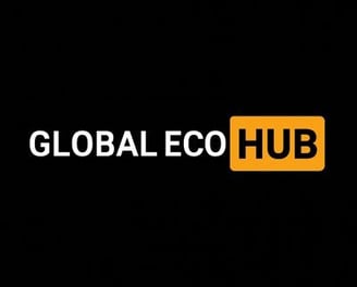 Global Eco Hub branding image focused on green tech, blockchain news, and market trends from emerging economies.