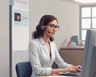 a woman in a headset with a headset and a headset