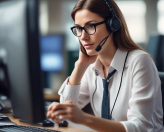a woman in a headset with a headset and a headset