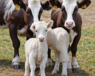 A sunlit outdoor scene at a ranch with a sandy ground and white fencing. A light-colored horse is standing in the foreground with its back to the camera. A person in casual attire is walking a small dog nearby. The setting includes trees and a barn in the background, with sunlight creating a warm atmosphere.