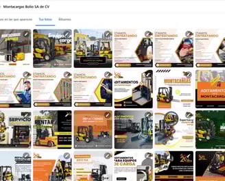 collage de imágenes de contenido en redes sociales de empresa de montacargas