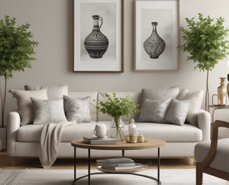An elegant display in a store features an array of beauty products, including body creams and lotions, set on a wooden table. The product packaging is in shades of pink and peach. A decorative vase with bamboo sticks and rose petals is placed among the products. Advertisements for a new limited edition line are visible, with a poster featuring a woman in a flowing dress. Shelves filled with various skincare products line the walls in the background.
