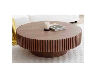 Walnut Round Coffee Table for Living Room