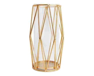 FSyueyun Gold Flower Glass Vases for Centerpieces with Premium Metal Rack, Modern Large Vases Home D
