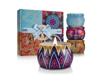 Scented Candles Gift Set, 8% Essential Oil, 4 Pack Aromatherapy Candle, Stress Relief Gifts for Wome