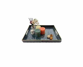 Plastic Serving Tray with Handles,Large Ottoman Tray for Living Room,Large Rectangle Trays for Ottom