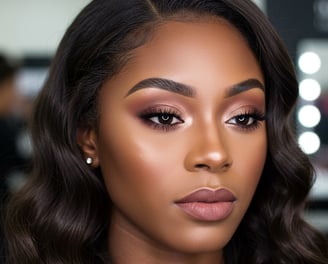 a woman with a brown hair and elegant makeup