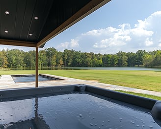 bpw-16 barndominium exterior hot tub view