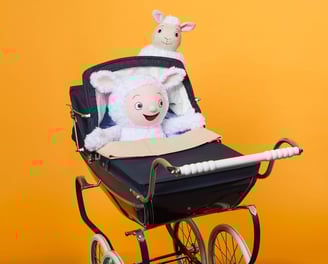 Lamb in a Pram toys for book readings and author visits.