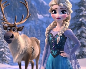 Elsa uit Frozen met een Eland