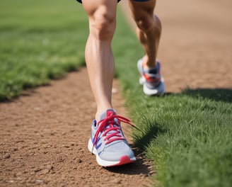 athlete in running shoes on dirt track