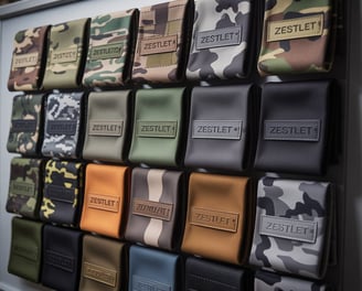 a display of military style wallets and wallets