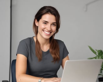 Jeune femme professionnelle souriante avec un ordinateur portable