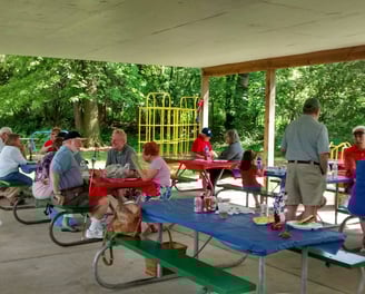 Neighbors and their families enjoying an outing at Crescent Hills Park