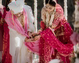 a bride and groomsmid getting married in a ceremony