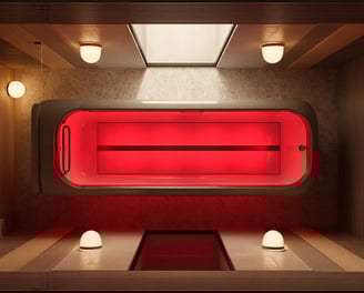 a red light in a room with a red light
