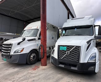 2 different semis ready to hit the road after complete maintenance