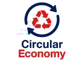 a circular shaped circular logo with a recycling bin