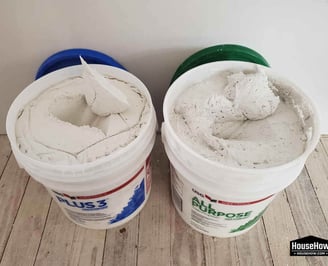 drywall compound in buckets