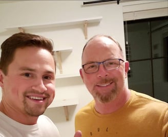 Happy customer posing with Alex, Vision Flooring. We worked with him for many years.