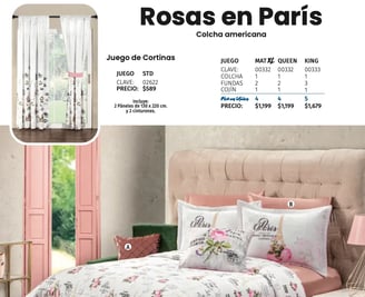 Colcha americana modelo Rosas en París de la marca Intima hogar