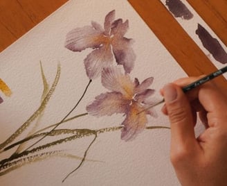 Pintura de uma flor íris