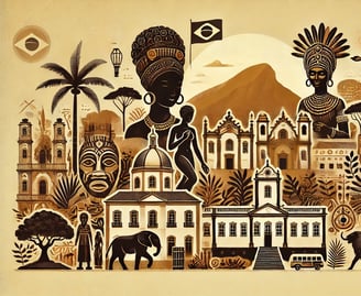 imagem representando a influência dos artistas negros na história da arte brasileira, com elementos