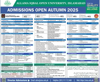aiou admission 2025 autumn online apply all programs
