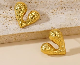 Hammered Heart Earrings