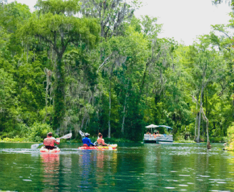 People enjoy kayaking in the Silver Springs.