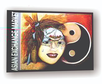 Asian Exchange Market Yin Yan Symbol Art Women Portrait