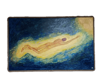 la peinture d’une personne nageant sous l'eau