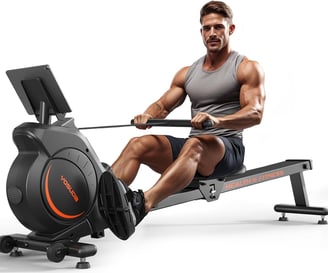 Magnetic/Water Rowing Machine 350 LB Weight Capacity - Foldable Rower for Home Use with Bluetooth, A
