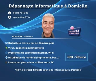 Dépannage informatique à domicile en Ardèche par PC07