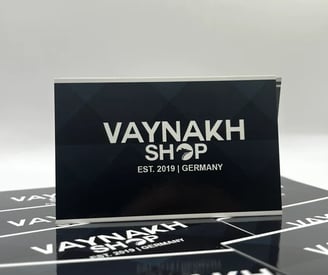 a business card holder with a business card