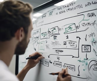 man writing on whiteboard