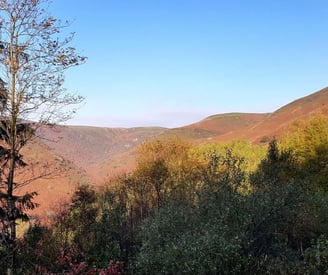 view of the cambrian mountains in the winter