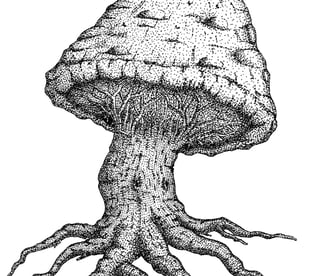 ink art - mushroom tree