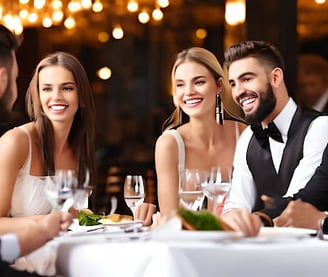 Gentleman and his friends at the restaurant.