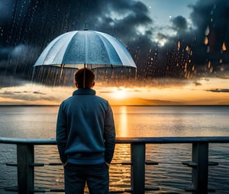 a man standing in front of a sunset