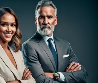 a man and woman standing next to each other