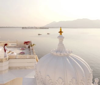 beautiful view of Taj Lake Palace hotel Udaipur
