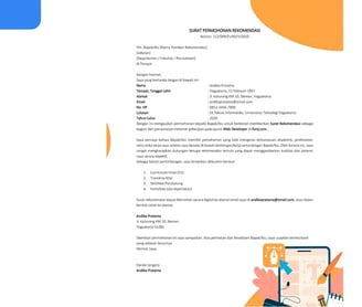 Surat Permintaan Rekomendasi
