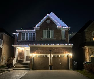 house with Christmas lights