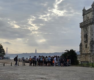 Torre de Belém com Ponte 25 de Abril e Cristo Rei ao fundo