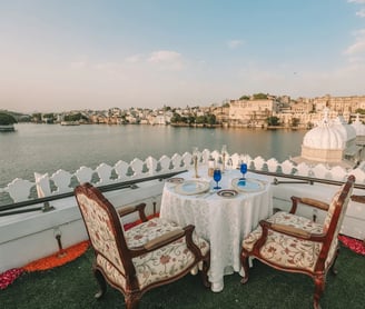 lunch on lake pichhola in Taj Lake Palace Hotel Udaipur